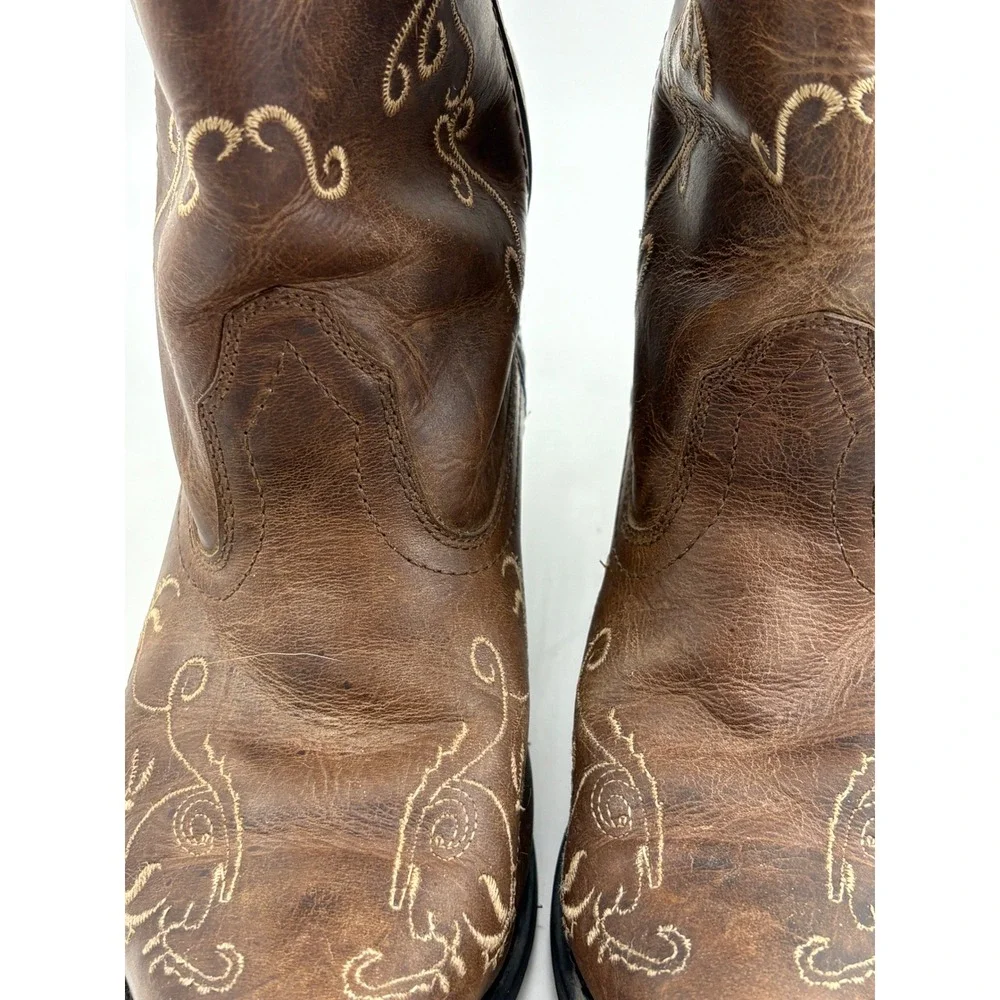 Smoky Mountain Youth Jolene Cowgirl Boots 4Y Brown Leather Snip Toe Embroidered